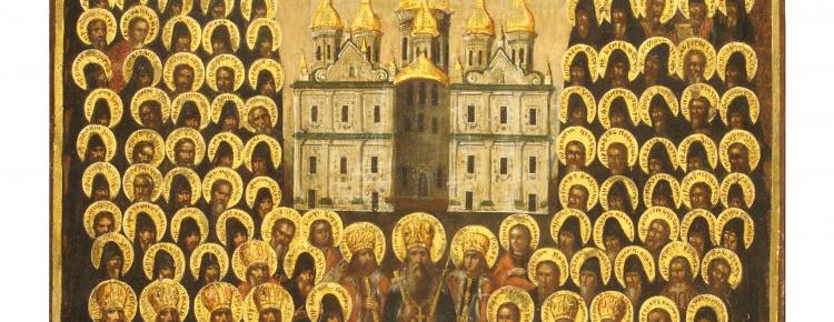 Ікона «Собор преподобних Печерських». Друга половина XVIII ст. Іконописна майстерня Києво-Печерської лаври (КПЛ-Ж-394)